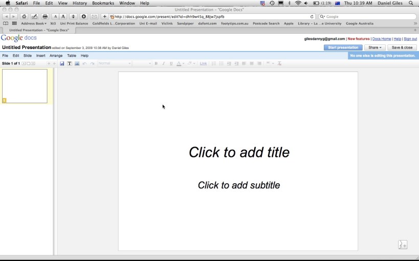 Google Docs Presentation Software